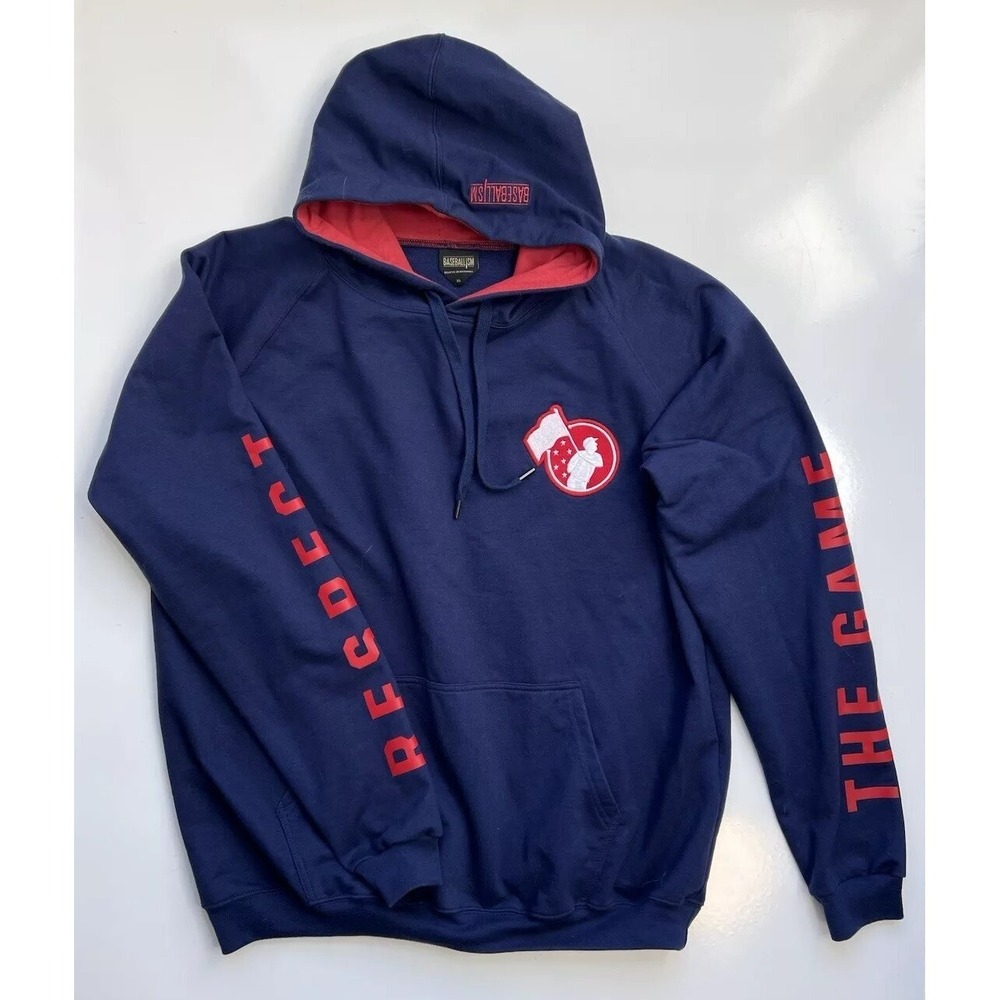 Baseballism Hoodie Navy Blue Respect The Game Embroidered / Men's XL